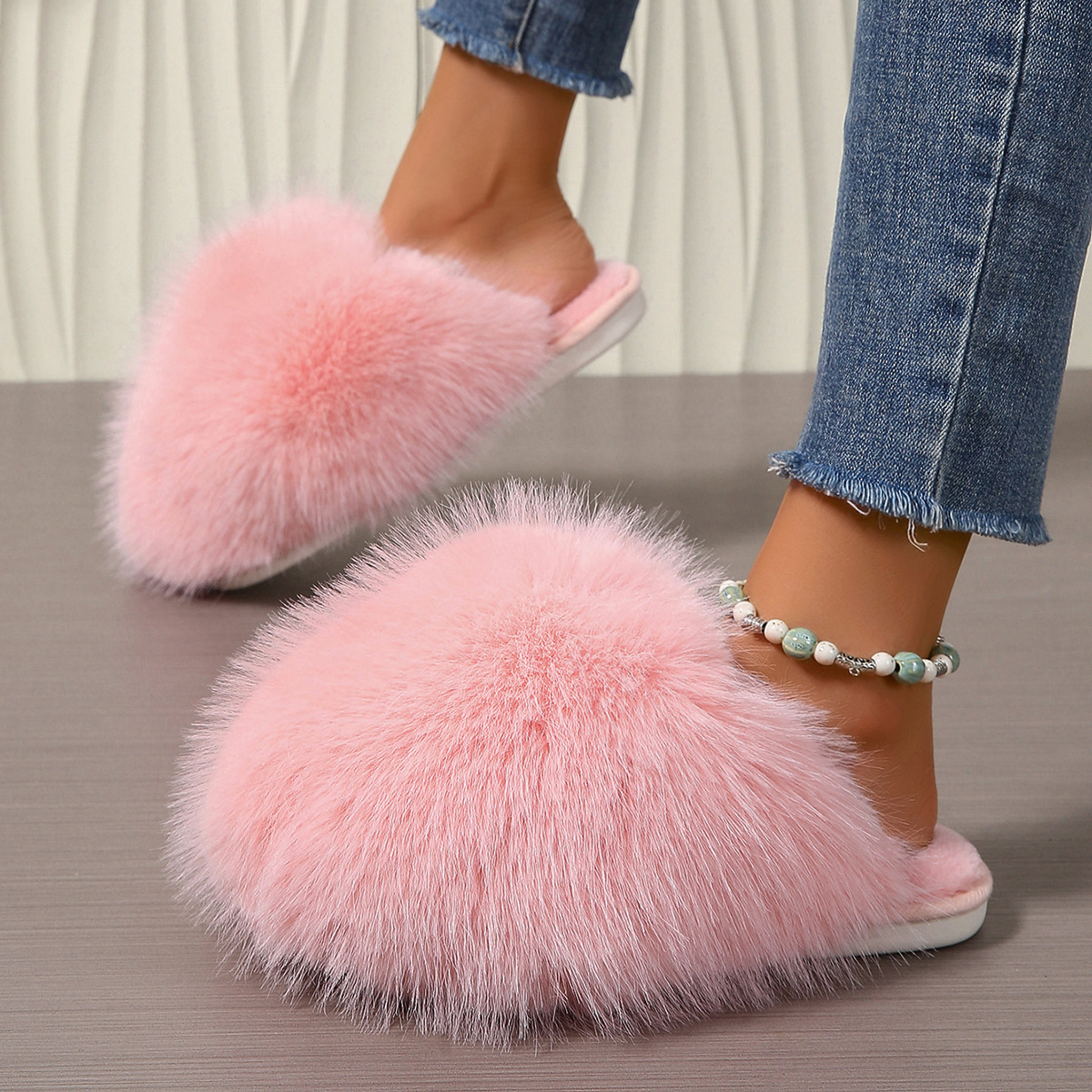 Fluffy Fur Slipper - Women Indoor Slippers Autumn Winter Faux